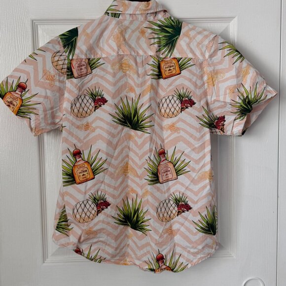 Patron Tequila Crop Button-up Collared Cotton Shirt Medium - Picture 5 of 5